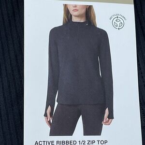 Mondetta Women's S Active Ribbed 1/2 Zip Top Black d1448
